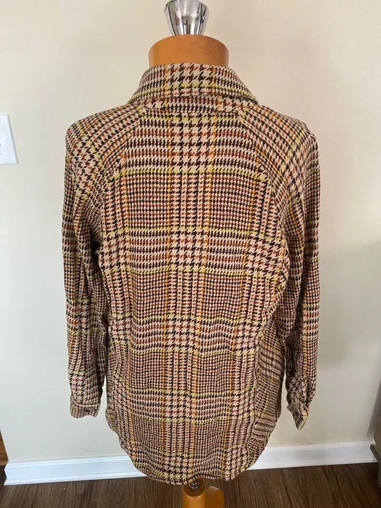 CAbi Yorkshire shacket jacket tan houndstooth cotton size S - Picture 7 of 13